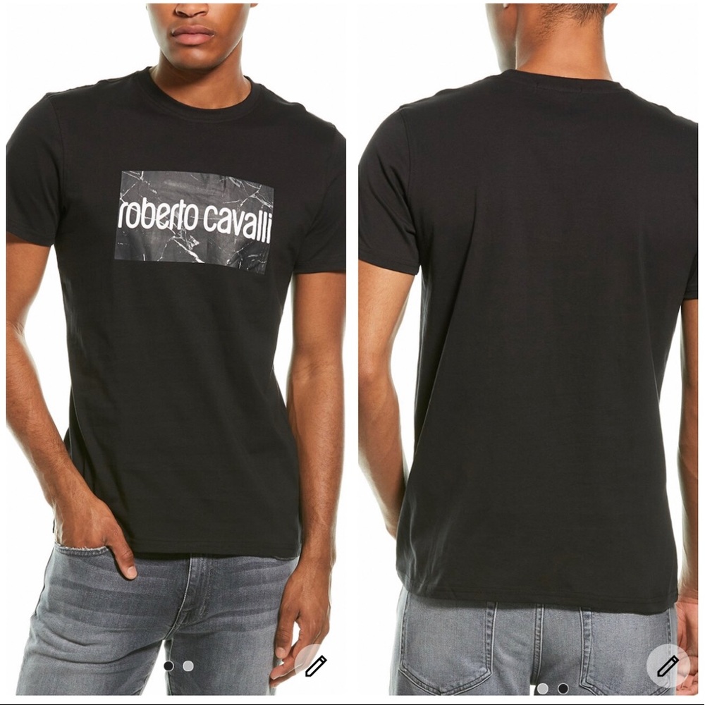 Roberto Cavalli t-shirt black with graphic front size XL NWT